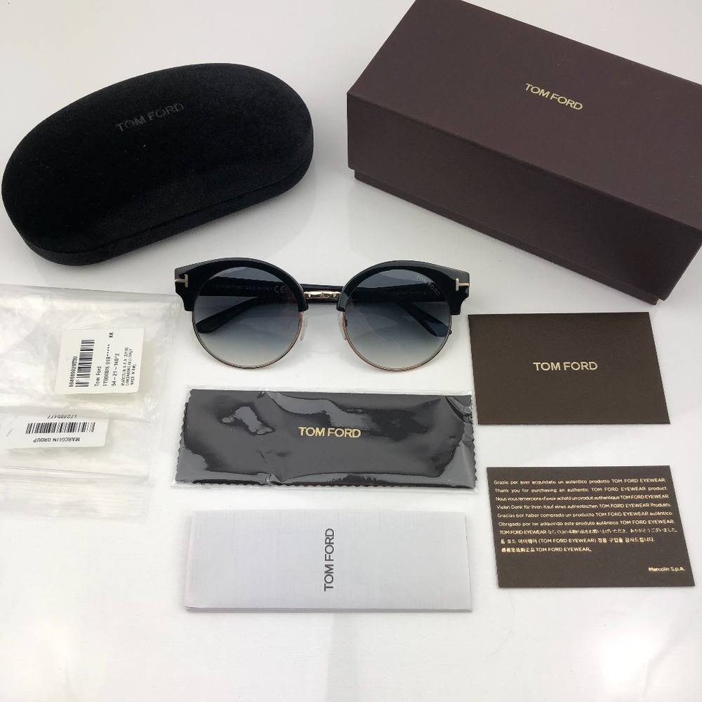 New TOM FORD Alissa Round Black Sunglasses - Picture 2 of 16